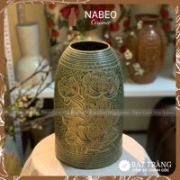 Bình Hoa Dáng Chuông Gốm Sứ Bát Tràng, Bình Cắm Đào, Tuyết Mai Cao 29cm Miệng 9cm