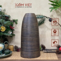 Bình hoa dáng chuông - Lọ cắm hoa dáng chuông cao 45cm men nâu vân ganh - Bình gốm cắm hoa dơn, đào, mận decor đẹp | GV