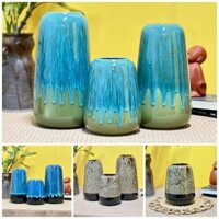 Bình hoa dáng đu đủ men hỏa biến Bát Tràng