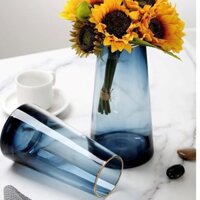 Bình hoa decor để bàn làm việc , lọ hoa thuỷ tinh sơn miệng vàng Qhouse trang trí phòng khách phòng ngủ - Hàng mới về