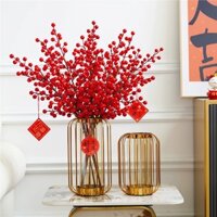 Bình hoa decor đèn lồng khung thép ruột thuỷ tinh hổ phách cao cấp , lọ cắm hoa trang trí nghệ thuật