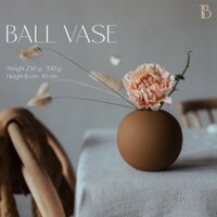 Bình hoa decor gốm sứ nhập khẩu cao cấp dáng tròn màu trắng phong cách Bắc Âu TATE boutique