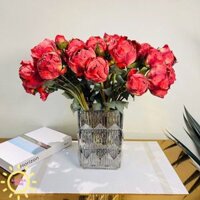 Bình hoa giả để bàn mẫu đơn Tendis sắc đỏ