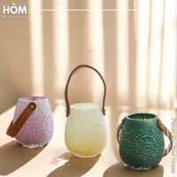 Bình hoa giỏ xách mini, bình hoa hoa văn thủy tinh | 3 màu lựa chọn |HÔM Decor