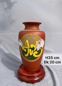 Bình hoa gốm nâu đỏ Bát Tràng