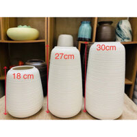 Bình hoa gốm sứ Bát Tràng dáng ĐU ĐỦ-Trắng-Nâu Nhà Nắng