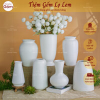 Bình hoa gốm sứ Bát Tràng men trắng ganh - Lọ hoa decor phòng khách, Bình bông phong cách vintage