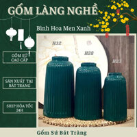 Bình hoa gốm sứ Bát Tràng men Xanh - Bình cắm hoa Decor dáng lồng chim trang trí phòng siêu đẹp ( Mã HH03)