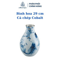 Bình hoa gốm sứ Minh Long cá chép cobalt 29 cm dùng trang trí phòng khách, nội thất nhà nhỏ sáng tạo hàng đẹp cao cấp
