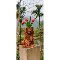 bình hoa hình trụ bằng gỗ lũa