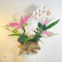 Bình hoa lan An Vy tông trắng hồng sang trọng