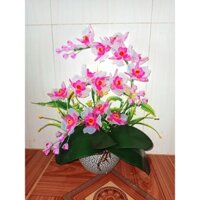 Bình hoa lan pha lê 3 cành để bàn, chậu cắm hoa có thể khác tùy thời điểm