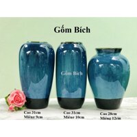 Bình Hoa Lọ Hoa Dáng Vò Trơn Xanh Dương Men Hỏa Biến Gốm Sứ Bát Tràng - Mẫu 2