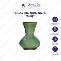 Bình hoa, lọ hoa Gốm sứ Bát Tràng cao cấp Men hỏa biến màu Thiên thanh dáng Tỏi dẹt làm quà tặng - Làng Gốm Bát Tràng