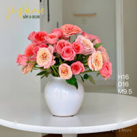 Bình hoa lọ hoa gốm sứ trắng bầu tròn, cắm hoa tulip, hoa hồng, mao lương…JOY Home - Gốm & Decor