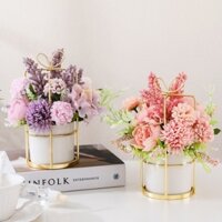 Bình Hoa lụa trang trí phòng khách, Chậu hoa giả cao cấp để bàn nhiều mẫu sang trọng