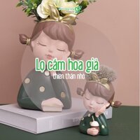 Bình hoa Madoca hình cô gái nhỏ, lọ cắm hoa giả trang trí phòng khách, góc làm việc
