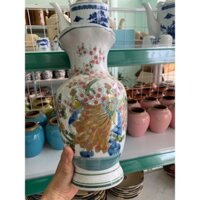 Bình hoa men đá/ lọ hoa men đá/ bình cắm bông gốm sứ Bát Tràng (chiều cao 28cm, đường kính miệng bình 12cm)