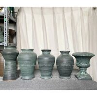 Bình hoa men sủi xanh đen gốm sứ Bát Tràng