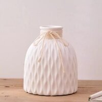 Bình hoa nhựa cổ thắt nơ đẹp trang trí để bàn cao 15cm