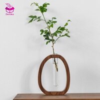 Bình hoa ống nghiệm Devoko có giá đỡ bằng gỗ Bình đựng thực vật cho kệ để bàn