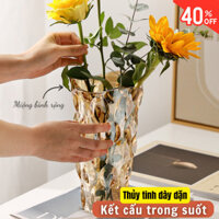 Bình Hoa Pha Lê Bohemia Cao Cấp  MINT DECOR Lọ Hoa Thủ Công Thủy Tinh Trong Suốt Tinh Tế Sang Trọng 24cm
