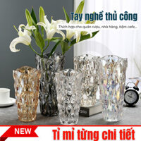 Bình Hoa Pha Lê Bohemia Cao Cấp Yale77, Lọ Hoa Thủy Tinh Thủ Công Tinh Tế, Sang Trọng 24cm