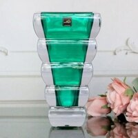 Binh hoa pha lê màu xanh lá vẽ hoa kích thước cao 25cm
