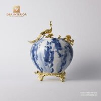 Bình hoa phong thủy chim công họa tiết trung cổ RV5969L