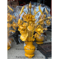 Bình hoa sen 11 cành, hoa gỗ sữa bình xà cừ