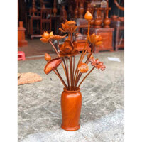 Bình hoa sen 13 cành bình sen gỗ 13 cành trang trí decor nahf cửa gỗ hương (13 bông)