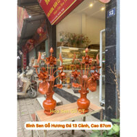 Bình Hoa Sen Gỗ Hương Đá Cao 87cm Cắm 13 Cành