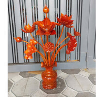 Bình hoa sen gỗ hương đỏ 11 cành- Bình hoa trang trí