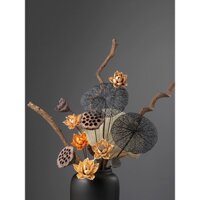 Bình hoa sen gỗ khô - Đài sen dâng cúng dường phật - trang trí decor nhà (KHÔNG BAO GỒM BÌNH)