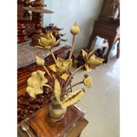 Bình hoa sen gỗ ngọc am trang trí phòng khách - phòng thờ