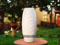 Bình hoa sứ trắng Bát Tràng dáng bầu vân sóng