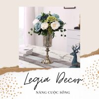 Bình hoa thủy tinh đế bằng đồng, Lọ hoa phong cách cổ điển, Trang trí bàn trà, bàn sofa, Bình bông