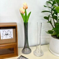 Bình hoa thuỷ tinh ống nhỏ trong suốt trắng đen, lọ cắm hoa khô, hoa Tết đơn giản trang trí phòng, bếp |Chanhhomedecor|
