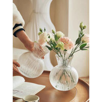 Bình hoa thủy tinh tròn cổ nhỏ , lọ hoa thủy tinh quả cầu trang trí phòng khách , decor phòng ngủ cao cấp