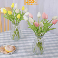 Bình Hoa Tulip Cao Su Cao Cấp Cao 28cm ( Kèm Hoa Và Lọ) Trang Trí, Decor Nhà Hiện Đại
