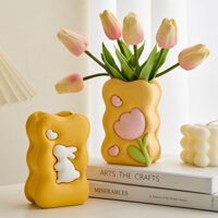 Bình hoa tulip 🌷 màu kem INS trang trí phòng khách