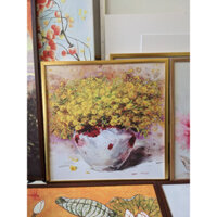 (BÌnh Hoa Xuân) 60x60cmTranh in canvas kích thước  chủ đề Bình Hoa Tết