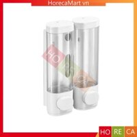 Bình (hộp) đựng xà phòng, sữa tắm, nước rửa tay đôi treo tường 2 ngăn, dung tích 400ml*2 bằng nhựa