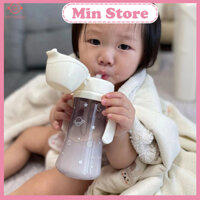 Bình Hút Grosmimi Hàn Quốc, bình sữa có tay cầm ống hút Grosmimi họa tiết ocean/ Space/ Cherry/ Gấu