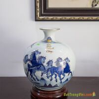 Bình hút tài lộc Mã đáo thành công cao 28cm (vàng 18k)