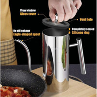 Bình inox đựng nước tương/ rót dầu  nắp kính trong  500ml (inox 304)