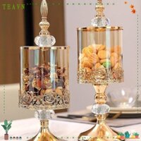 Bình kẹo hoa hồng AEBYDEH, Sang trọng có nắp lọ đựng thủy tinh pha lê, Trang trí nhà cửa nghệ thuật Đồ trang trí để bàn chân cao Lưu trữ mạ vàng