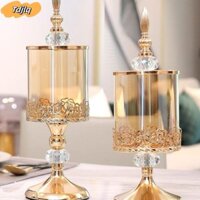 Bình kẹo hoa hồng TDJLQ, Sang trọng có nắp lọ lưu trữ thủy tinh pha lê, Trang trí nhà cửa nghệ thuật Đồ trang trí để bàn chân cao Lưu trữ mạ vàng