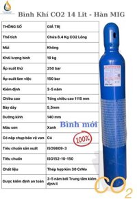 Bình Khí CO2 14 Lít – Hàn MIG-Bình Mới 100%