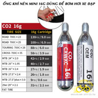 Bình khí nén mini CO2 bơm hơi xe đạp 16G
